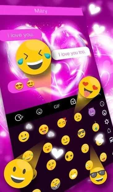 Neon Pink Hearts Keyboard Theme screenshot 1