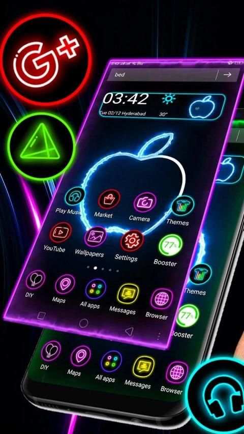 3D Neon Live Apple Theme screenshot 3