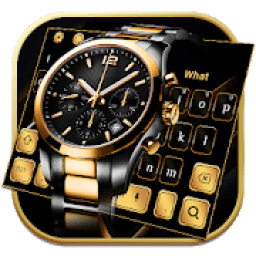 ikon Luxury Black Gold Watch Keyboard Theme