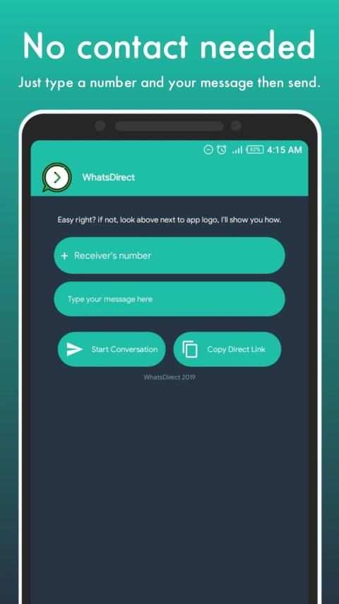 WhatsDirect - Direct chat with no contact saving screenshot 2