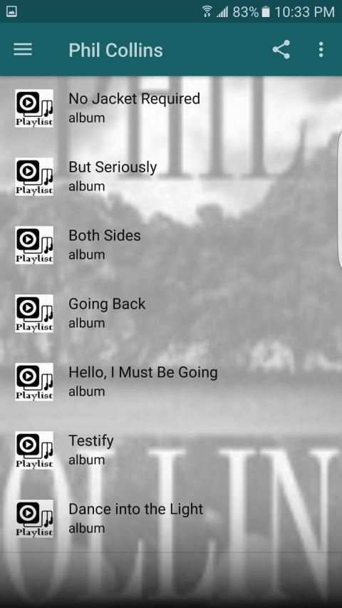 Phil Collins Songs 3 تصوير الشاشة