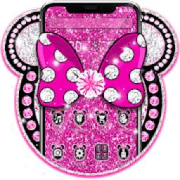 Pink Diamond Glitter Bowknot Mouse Theme