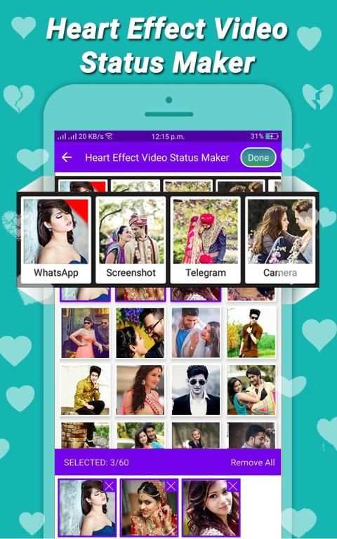 Heart Effect Video Status Maker & Video Status2018 स्क्रीनशॉट 12