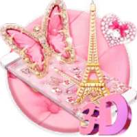 Pink Kitty Eiffel Butterfly 3D Theme