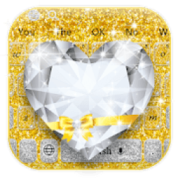 Shiny Gold Heart Diamond Keyboard आइकन