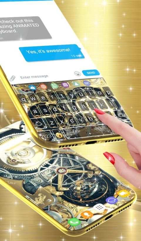 Golden Mechanism Live Wallpaper & Keyboard स्क्रीनशॉट 1
