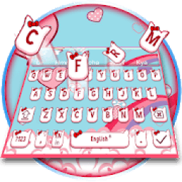 Cute Pink Kitty Cartoon Cat Keyboard Theme* आइकन