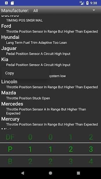 OBDII Trouble Codes Lite screenshot 1