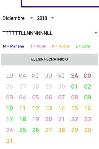 Calendario de Turnos de Trabajo скриншот 2