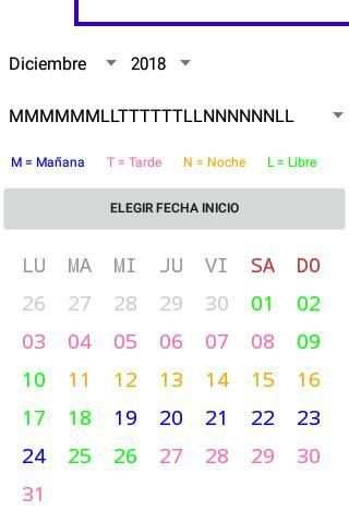 Calendario de Turnos de Trabajo скриншот 1