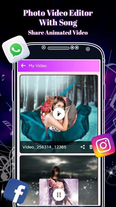 Photo Video Editor with Song screenshot 1