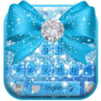 Glitter Love Blue Bow Diamond Keyboard Theme on 9Apps