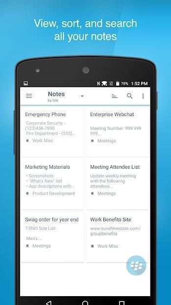 BlackBerry Notes स्क्रीनशॉट 2