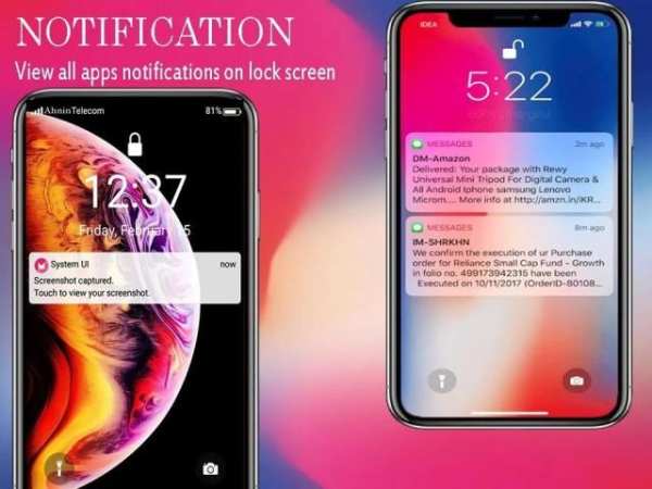 Lock Screen Phone X & 8 Style IOS 11- Best Applock स्क्रीनशॉट 1