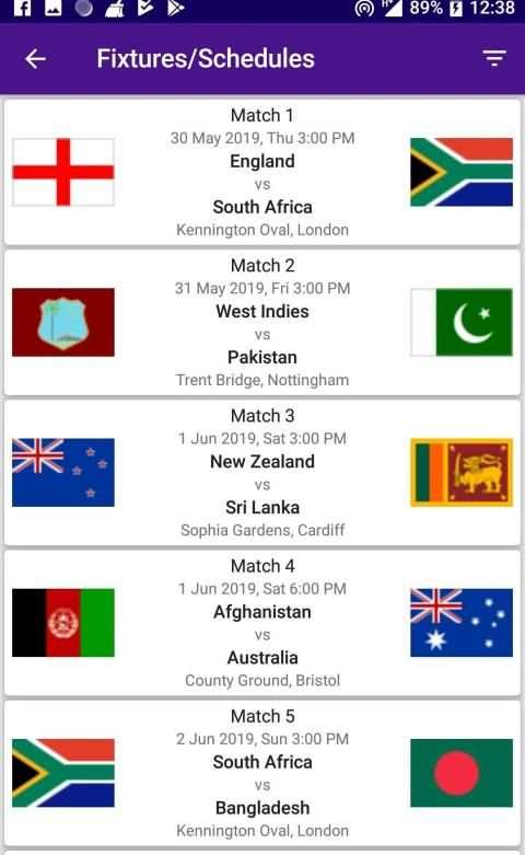 World Cup 2019 Schedule Time Table Score screenshot 6