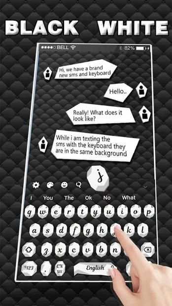 Black White SMS Keyboard 1 تصوير الشاشة