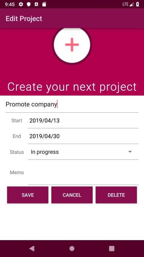 Project Planner screenshot 2