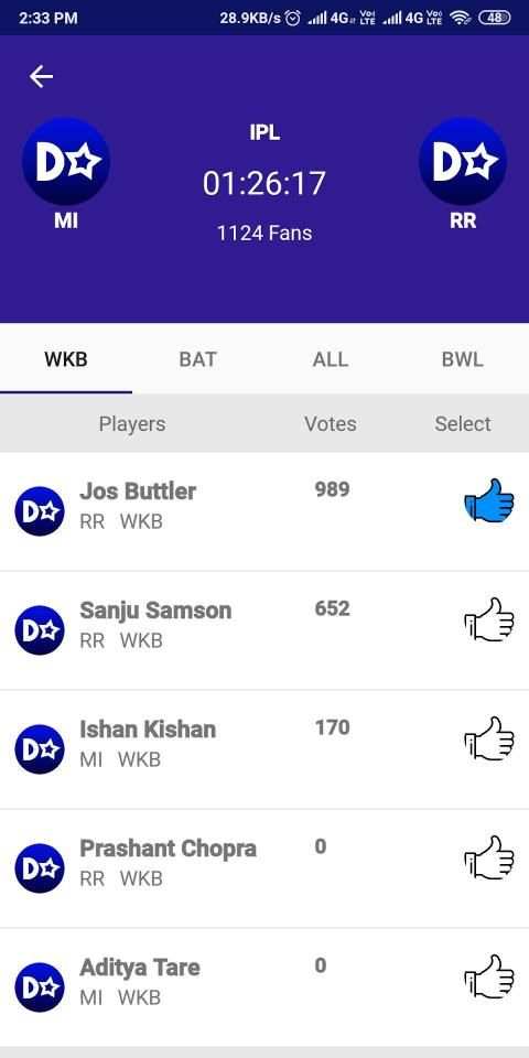 Dream11 Ultimate Team Players Voting screenshot 4