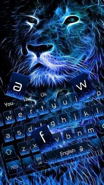 Blue Flame Lion Keyboard Theme स्क्रीनशॉट 1