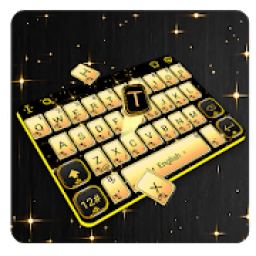 Lustrous Black Golden Rose Keyboard आइकन