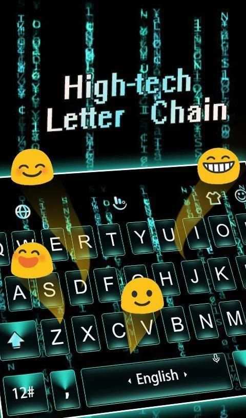 High-Tech Letter Chain Keyboard Theme screenshot 1