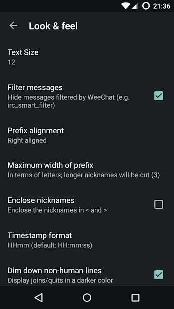 Weechat Android screenshot 1