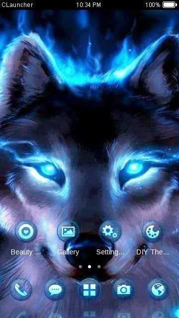 Wolf Blue Flames Theme Meizu स्क्रीनशॉट 1