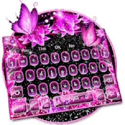 ikon Glitter Neon Butterfly Keyboard Theme