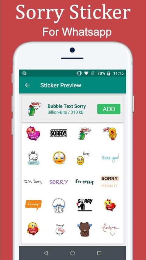 Sorry Sticker For Whatsapp स्क्रीनशॉट 2