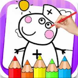 Pink Pig Coloring Book &amp; Drawing Game आइकन