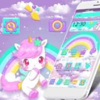 Cute Pink Unicorn Rainbow Theme