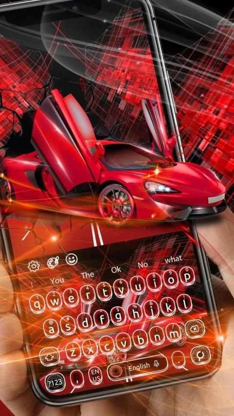 Neon Red Car Keyboard Theme स्क्रीनशॉट 3