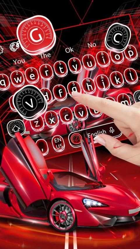 Neon Red Car Keyboard Theme स्क्रीनशॉट 2