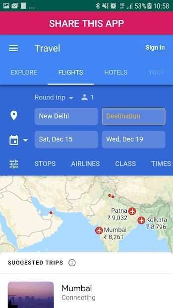 Google Flights स्क्रीनशॉट 1