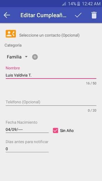 Calendario cumpleaños - Lite screenshot 2