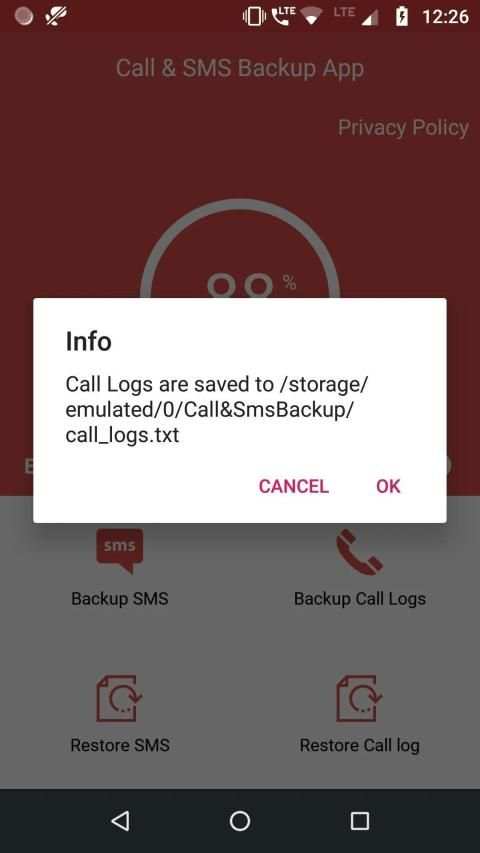 Call Log SMS backup screenshot 1