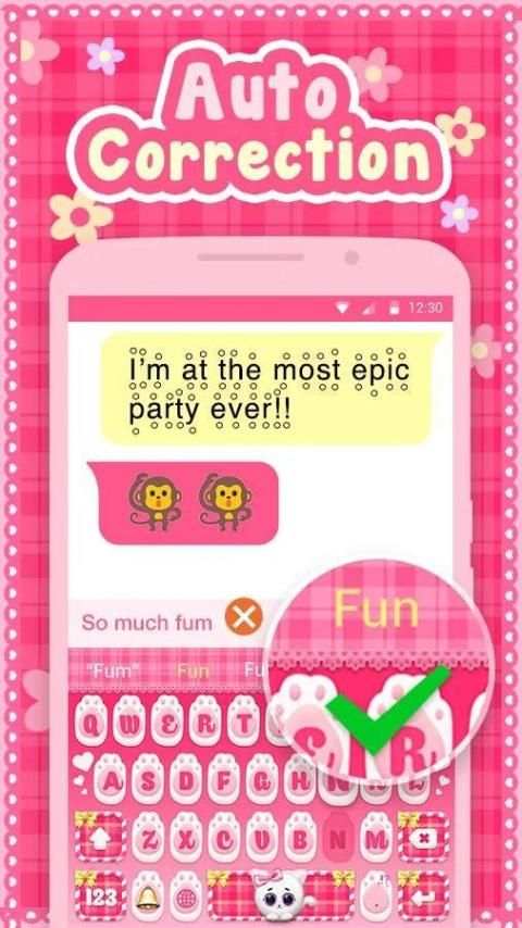 Pink Kitty Keyboard Theme screenshot 1