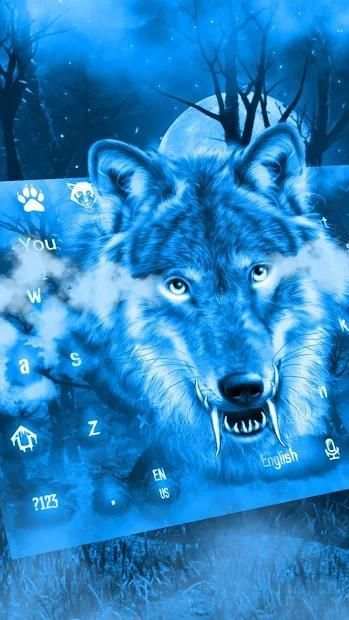 Blue Wild Wolf Keyboard Theme स्क्रीनशॉट 1