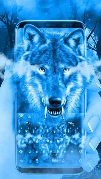 Blue Wild Wolf Keyboard Theme स्क्रीनशॉट 2