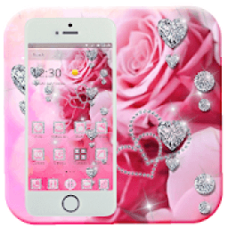 Beautiful Pink Rose Diamond Theme आइकन