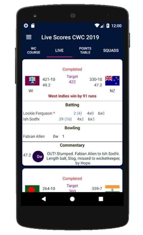 Live Scores CWC 2019 screenshot 1