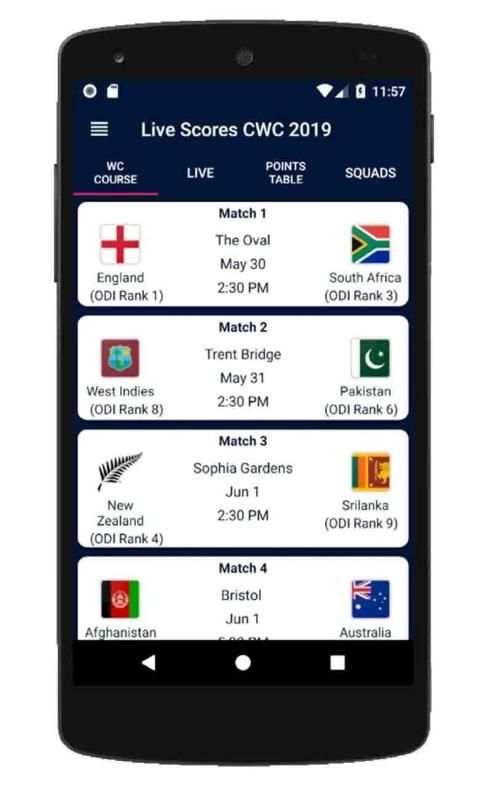 Live Scores CWC 2019 स्क्रीनशॉट 6