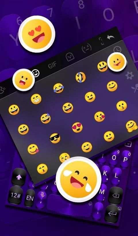 Cool Black Purple Keyboard Theme स्क्रीनशॉट 1