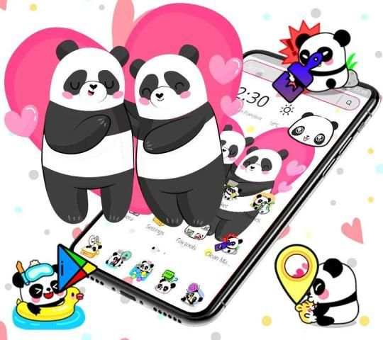 Cute Pink Lovely Panda Launcher Theme** screenshot 4