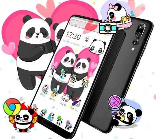 Cute Pink Lovely Panda Launcher Theme** screenshot 3