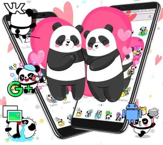 Cute Pink Lovely Panda Launcher Theme** screenshot 2