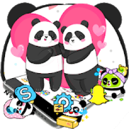 ikon Cute Pink Lovely Panda Launcher Theme**