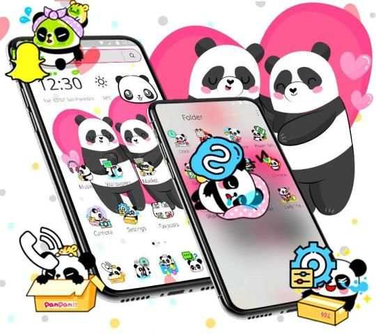 Cute Pink Lovely Panda Launcher Theme** screenshot 1