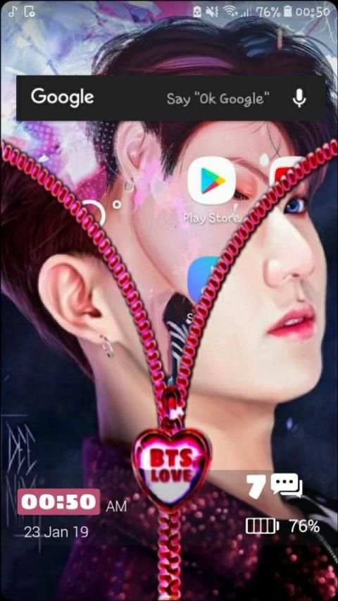BTS 2019 Jungkook Zipper Lock Screen screenshot 2