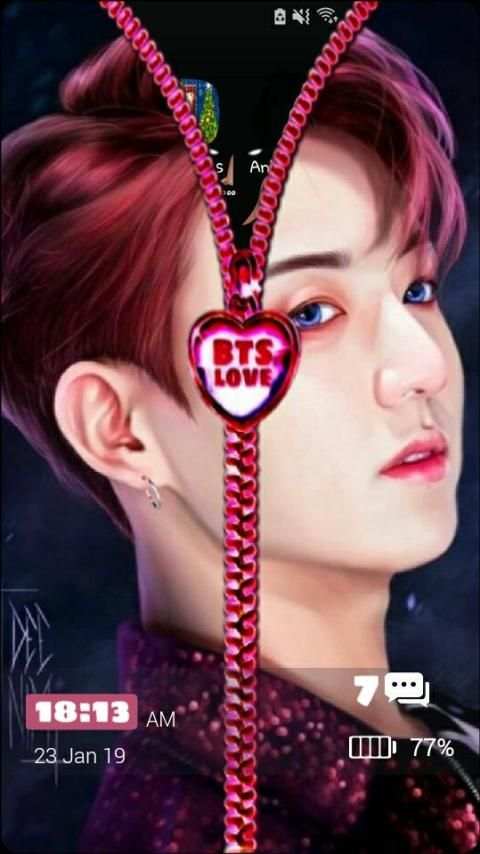 BTS 2019 Jungkook Zipper Lock Screen screenshot 4